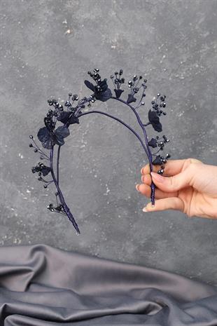 الجملة الأزرق الداكن مصغرة تصميم خاص الزهور الزفاف الحناء تاج