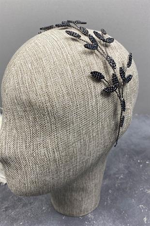 الجملة الأزرق الداكن ورقة متفرعة Yena تصميم الزفاف تاج الشعر التبعي