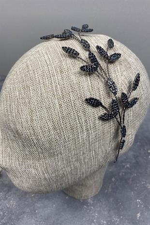 الجملة الأزرق الداكن ورقة متفرعة Yena تصميم الزفاف تاج الشعر التبعي