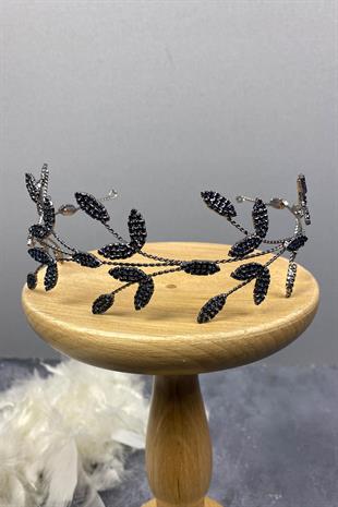 الجملة الأزرق الداكن ورقة متفرعة Yena تصميم الزفاف تاج الشعر التبعي