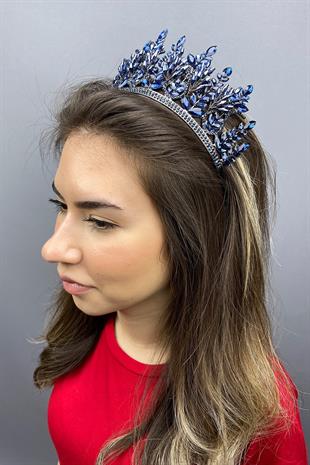 الجملة الأزرق الداكن مجموعة نموذج الزفاف تاج الحناء