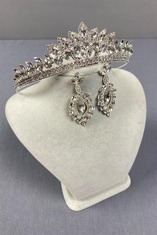 الجملة تاج الزفاف Leyn والأقراط حجر المكوك