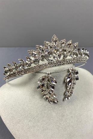 الجملة تاج الزفاف Leyn والأقراط حجر المكوك