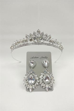 الجملة Leyn نموذج تاج الزفاف وإسقاط الأقراط حجر المكوك