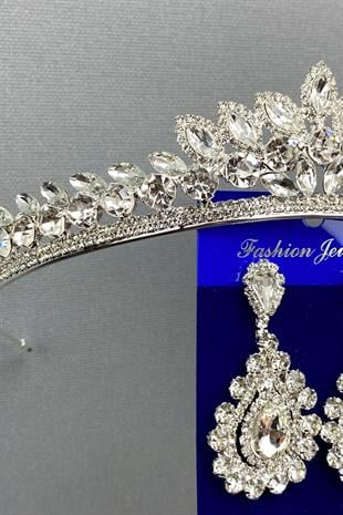 الجملة Leyn نموذج تاج الزفاف ومجموعة القرط قطرة