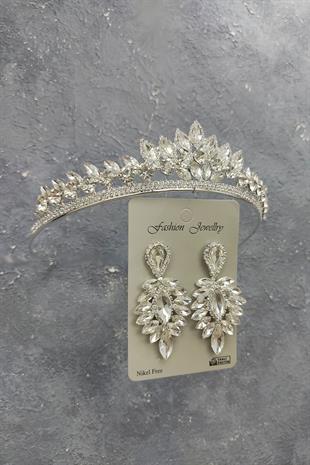 الجملة Leyn نموذج تاج الزفاف وإسقاط الأقراط الحجر