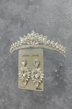 الجملة Leyn نموذج تاج الزفاف وإسقاط الأقراط الحجر