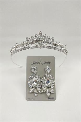 الجملة Leyn نموذج تاج الزفاف والأقراط حجر قطرة المكوك