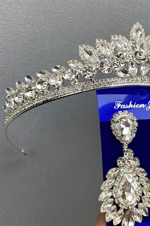 الجملة Leyn نموذج تاج الزفاف ومجموعة القرط المكوك