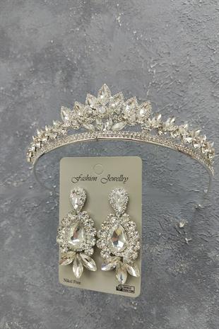 الجملة Leyn نموذج تاج الزفاف والأقراط حجر قطرة المكوك