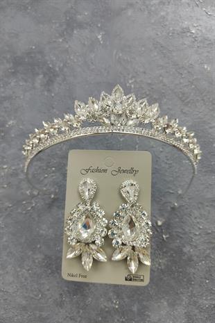 الجملة Leyn نموذج تاج الزفاف والأقراط حجر قطرة المكوك