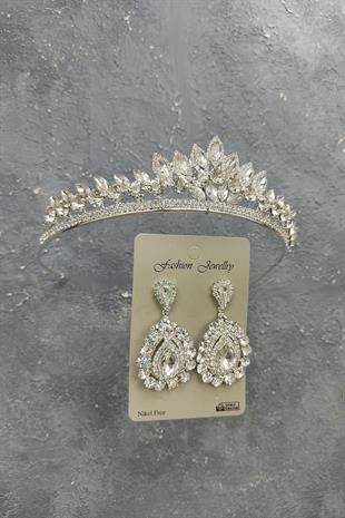 الجملة Leyn نموذج تاج الزفاف والأقراط حجر المكوك