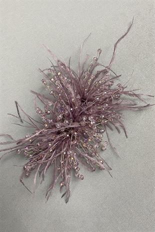 الجملة أرجواني كريستال مطرز والريش مقطع الشعر