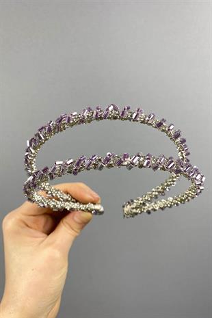 الجملة تصميم ليلك مطرز اليدوية الداليا صف مزدوج تاج الزفاف