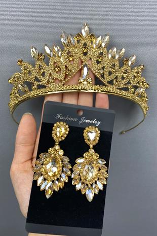 الجملة ليليا الزفاف تاج الحناء ومجموعة القرط