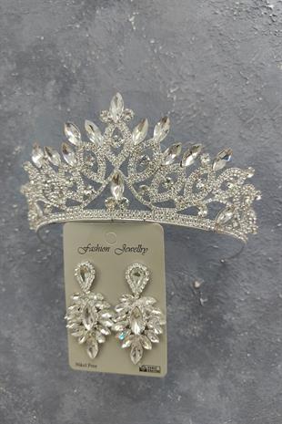 الجملة ليليا نموذج تاج الزفاف وإسقاط الأقراط الحجر