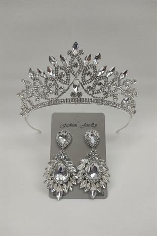 الجملة ليليا نموذج تاج الزفاف وإسقاط أقراط الحجر المكوك