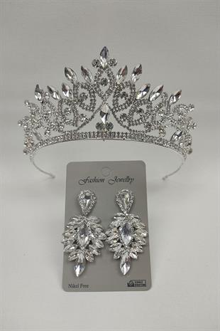 الجملة ليليا نموذج تاج الزفاف وإسقاط الأقراط الحجر