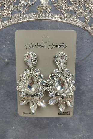 الجملة ليليا نموذج تاج الزفاف والأقراط حجر قطرة المكوك