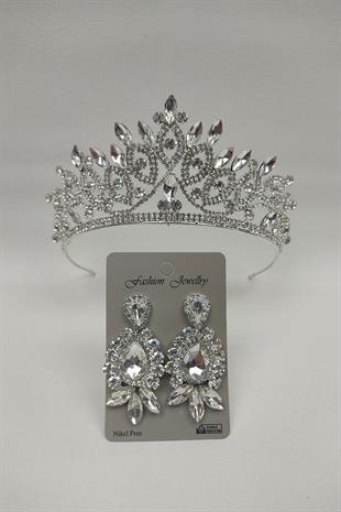 الجملة ليليا نموذج تاج الزفاف والأقراط حجر قطرة المكوك