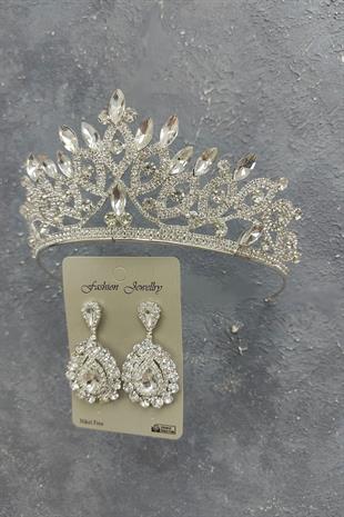 الجملة ليليا نموذج تاج الزفاف والأقراط حجر المكوك