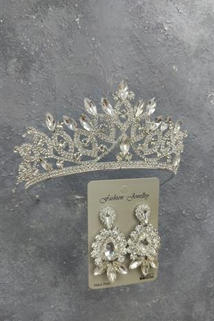 الجملة ليليا نموذج تاج الزفاف والأقراط حجر قطرة المكوك