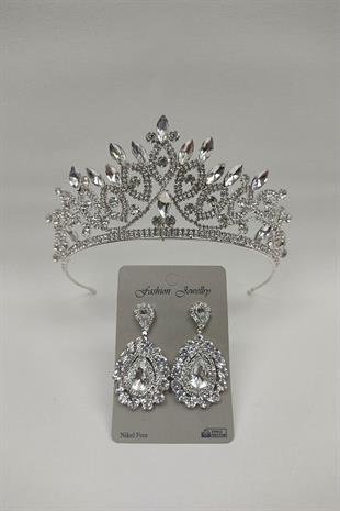 الجملة ليليا نموذج تاج الزفاف والأقراط حجر المكوك