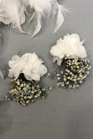 Toptan Mavi Renk Kuru Çiçekli Küpe