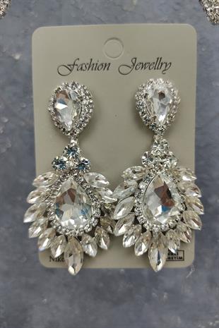 الجملة المكوك اللوز مطرز تاج الزفاف وإسقاط الأقراط حجر المكوك