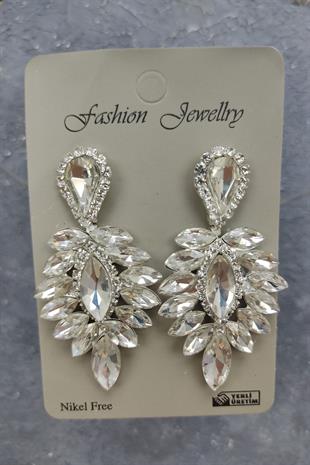 الجملة المكوك اللوز مطرز تاج الزفاف وإسقاط الأقراط الحجر