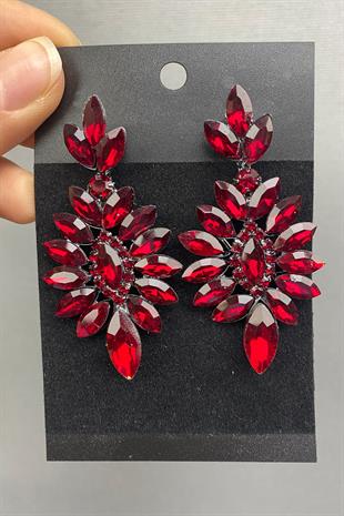 Toptan Mekik Cam Taşlı Küpe