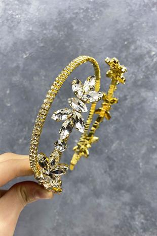 الجملة تاج الزفاف صف مزدوج مع ملحق الشعر حجر المكوك