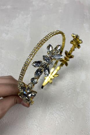 الجملة تاج الزفاف صف مزدوج مع ملحق الشعر حجر المكوك