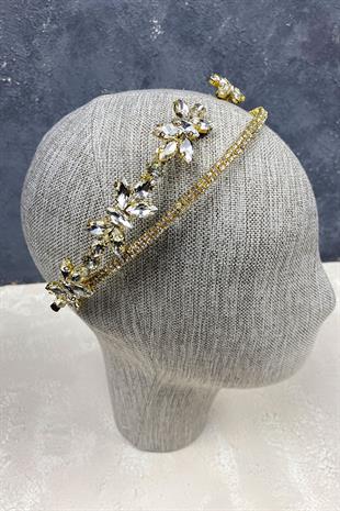 الجملة تاج الزفاف صف مزدوج مع ملحق الشعر حجر المكوك