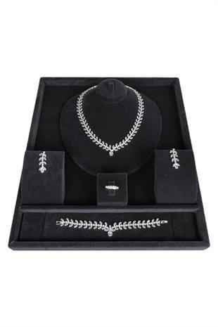 Wholesale Shuttle Zircon Stone Necklace Earring and Bracelet Set