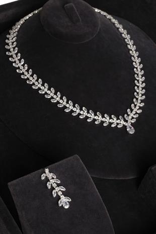 Wholesale Shuttle Zircon Stone Necklace Earring and Bracelet Set