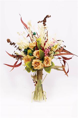 باقة الزفاف بالجملة مع فروع الآس ورقائق البرتقال المصدومة