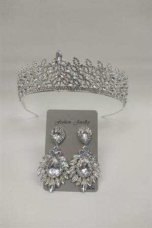 الجملة تاج الزفاف نموذج ميا وإسقاط الأقراط حجر المكوك