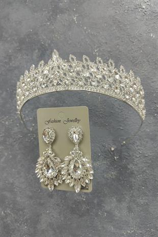 الجملة تاج الزفاف نموذج ميا وإسقاط الأقراط حجر المكوك