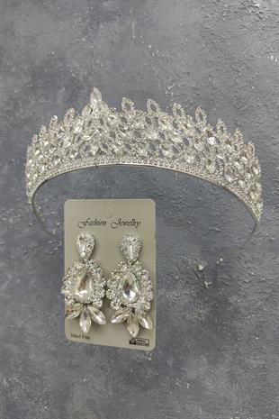 الجملة تاج الزفاف نموذج ميا والأقراط حجر قطرة المكوك