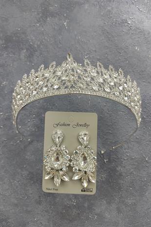 الجملة تاج الزفاف نموذج ميا والأقراط حجر قطرة المكوك