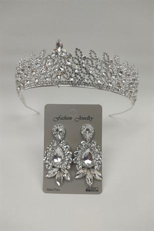 الجملة تاج الزفاف نموذج ميا والأقراط حجر قطرة المكوك