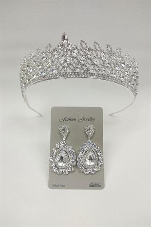 الجملة تاج الزفاف نموذج ميا والأقراط حجر المكوك