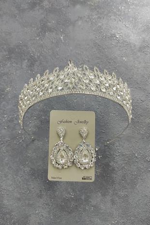 الجملة تاج الزفاف نموذج ميا والأقراط حجر المكوك