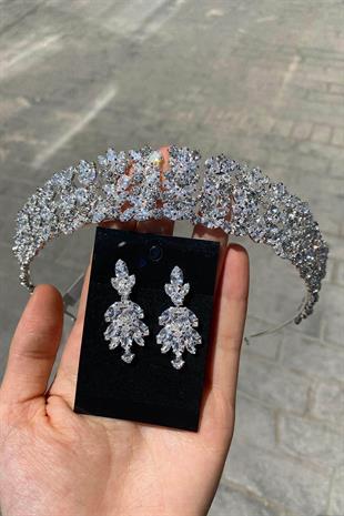 Wholesale Mila Zircon Bridal Crown and Earrings