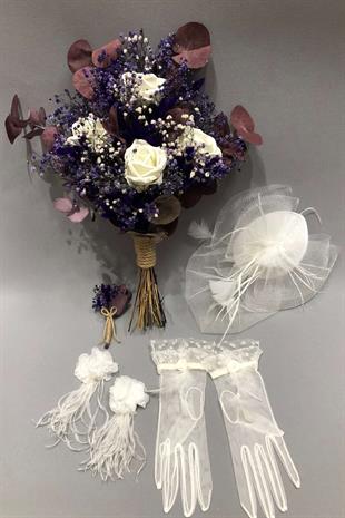 الجملة الأرجواني شيبسول والأوكالبتوس باقة الزفاف الأفقية