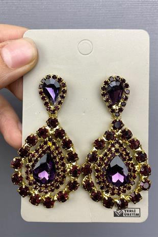 الجملة الذهب الأرجواني الزفاف تاج الحناء والأقراط