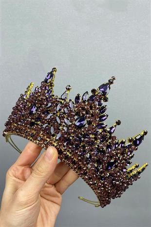 الجملة الذهب الأرجواني باريس نموذج الزفاف تاج الحناء