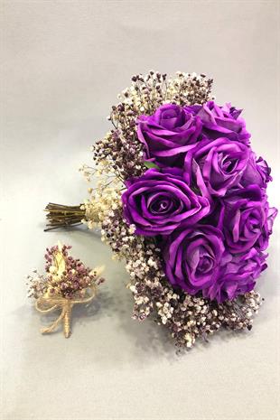 الجملة بيربل روز البرقوق باقة الزفاف