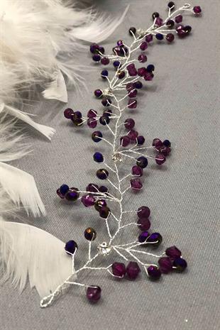 الجملة كريستال بيربل مطرز ملحقات الشعر